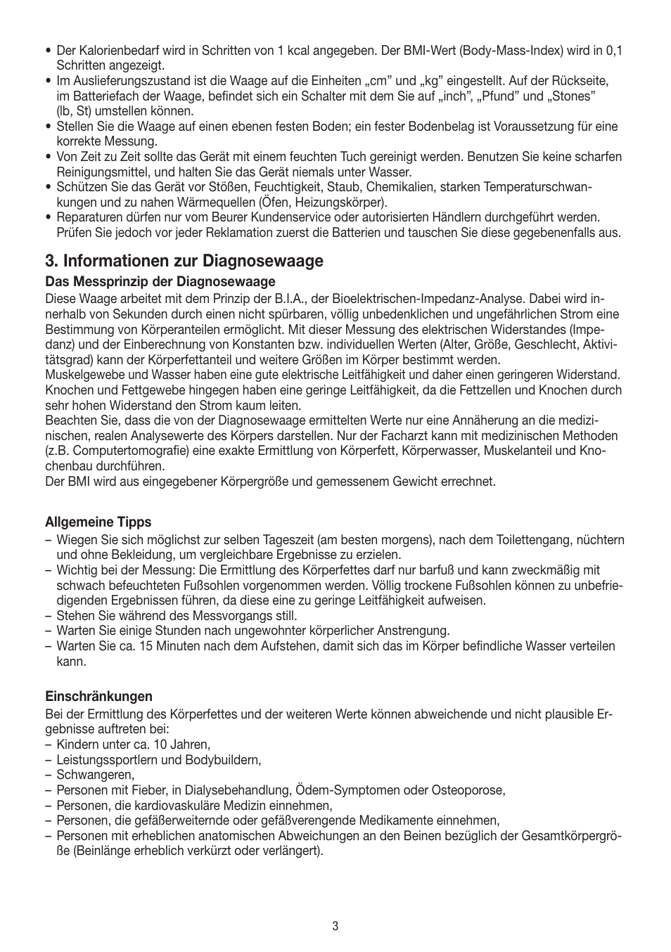 Informationen zur diagnosewaage | Beurer BF 54 User Manual | Page 3 / 60