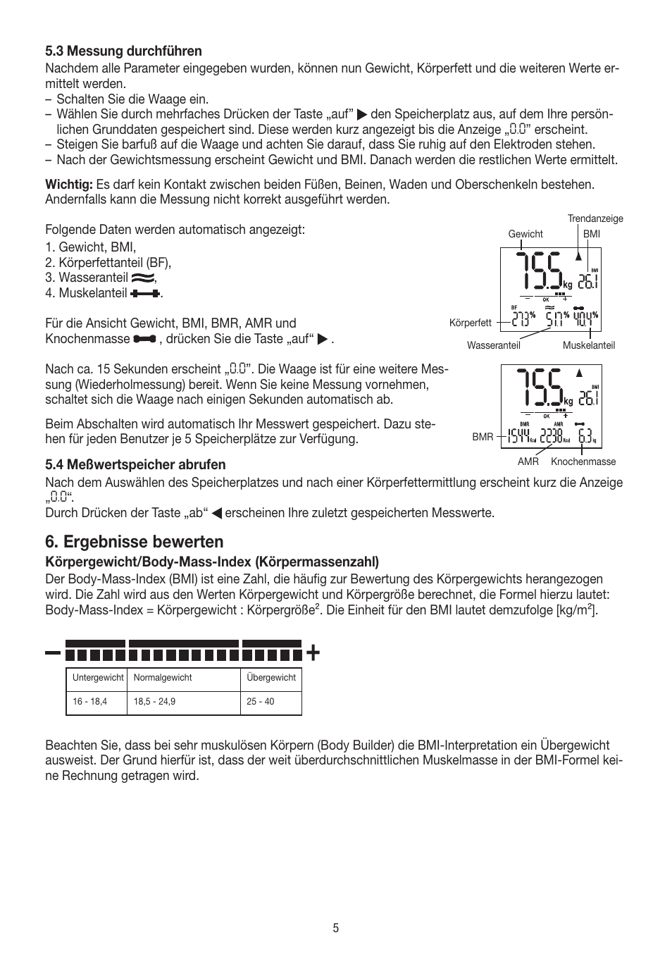 Ergebnisse bewerten | Beurer BF 54 User Manual | Page 5 / 60