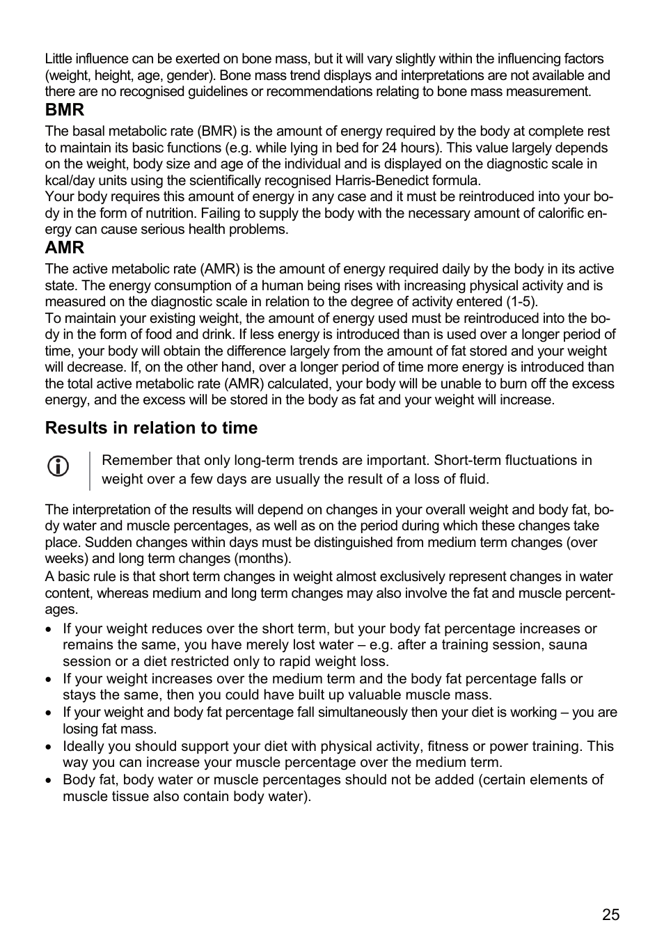 Results in relation to time | Beurer BF 66 User Manual | Page 25 / 108