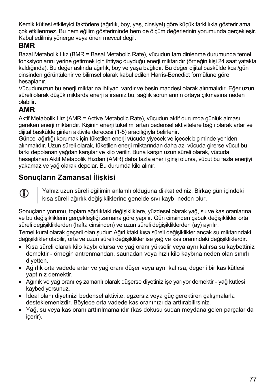 Sonuçların zamansal ilişkisi | Beurer BF 66 User Manual | Page 77 / 108