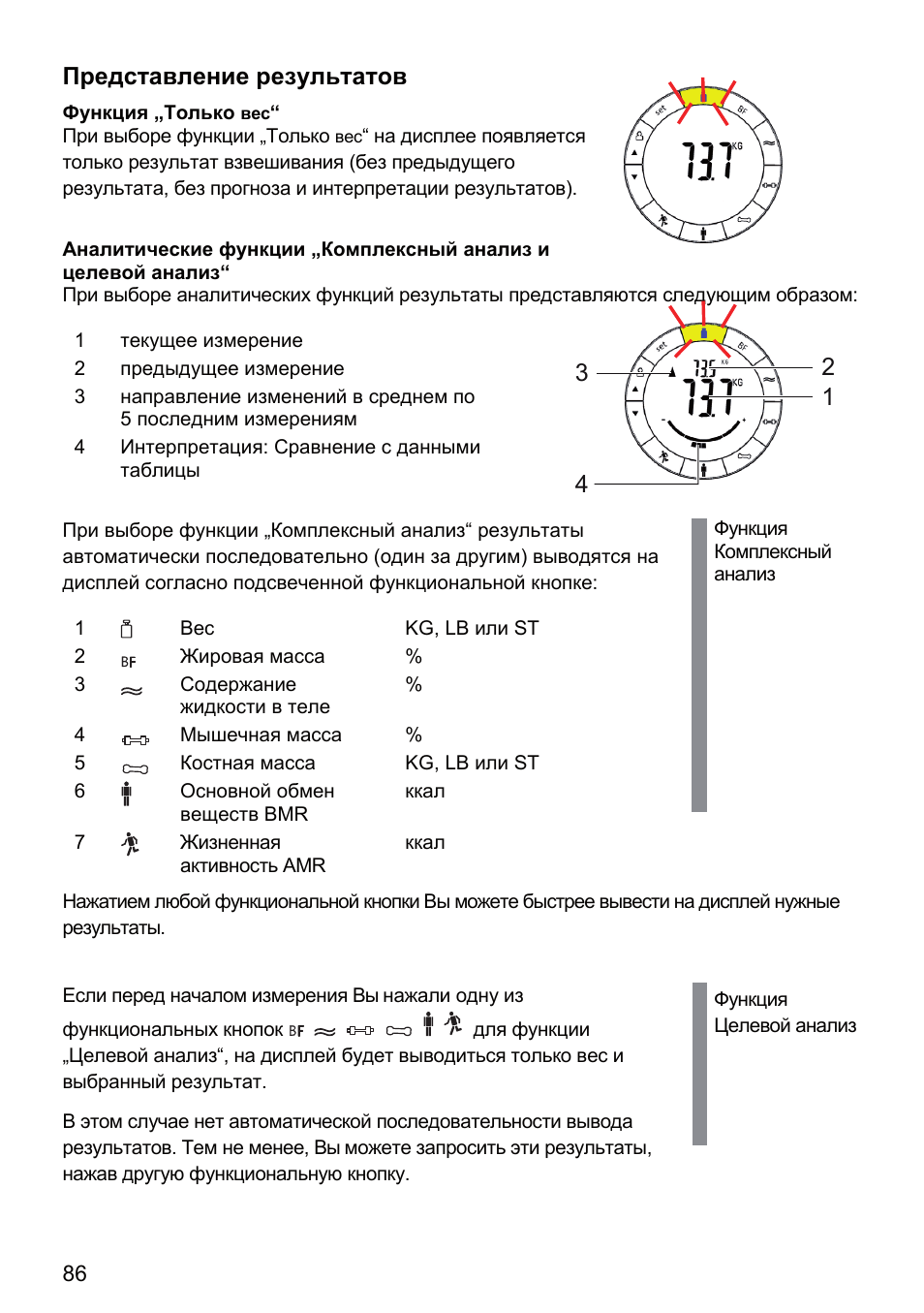 Представление результатов | Beurer BF 66 User Manual | Page 86 / 108