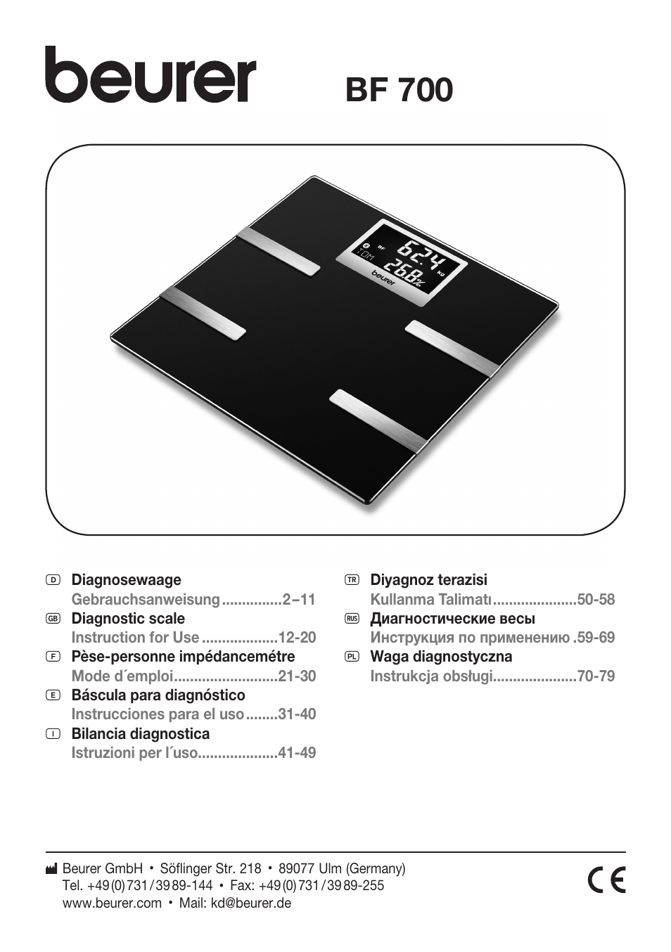 Beurer BF 700 User Manual | 80 pages