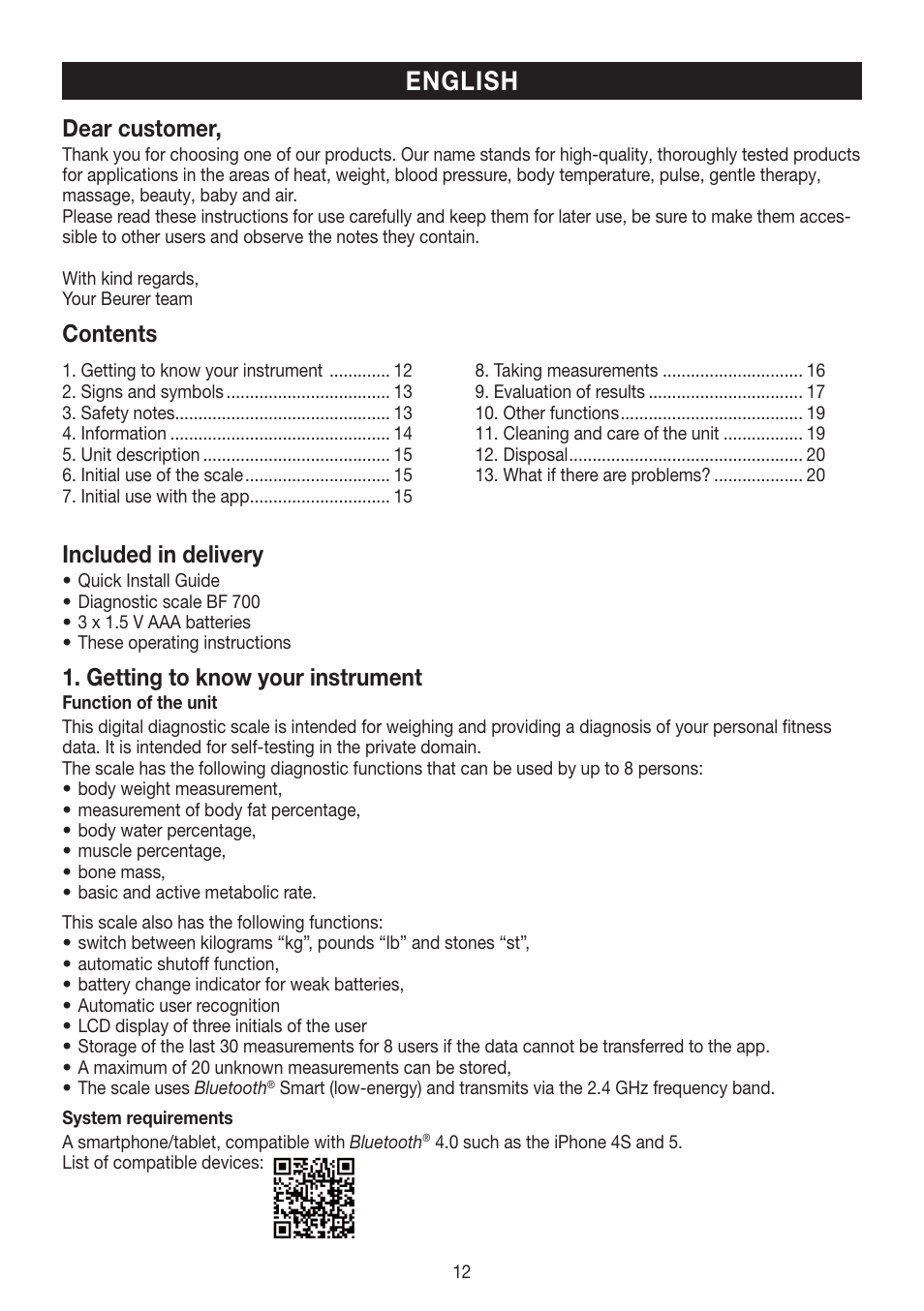 Beurer BF 700 User Manual | Page 12 / 80