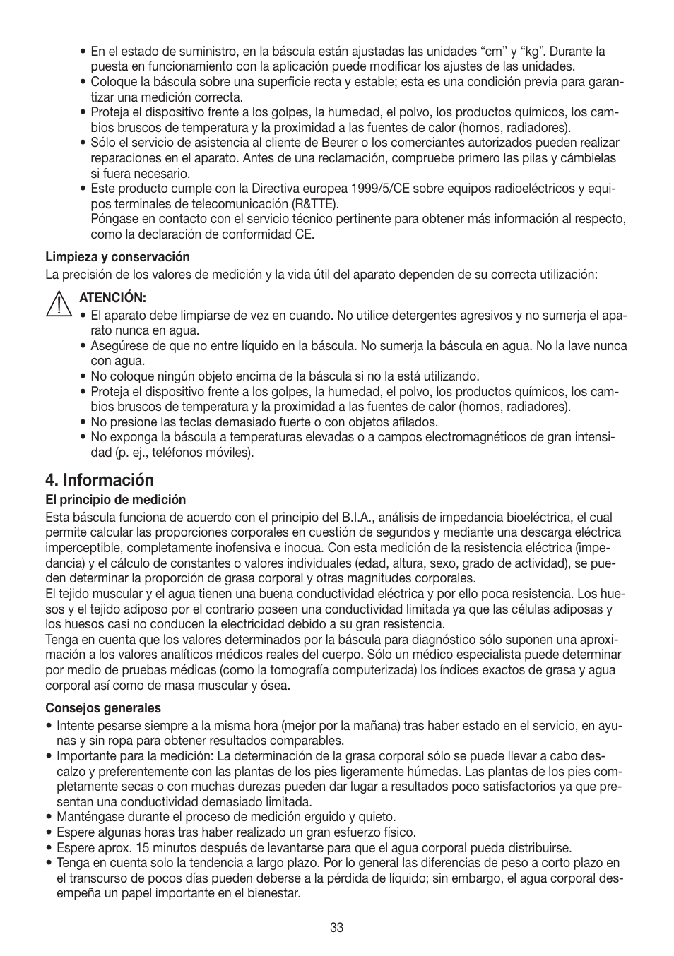 Información | Beurer BF 700 User Manual | Page 33 / 80