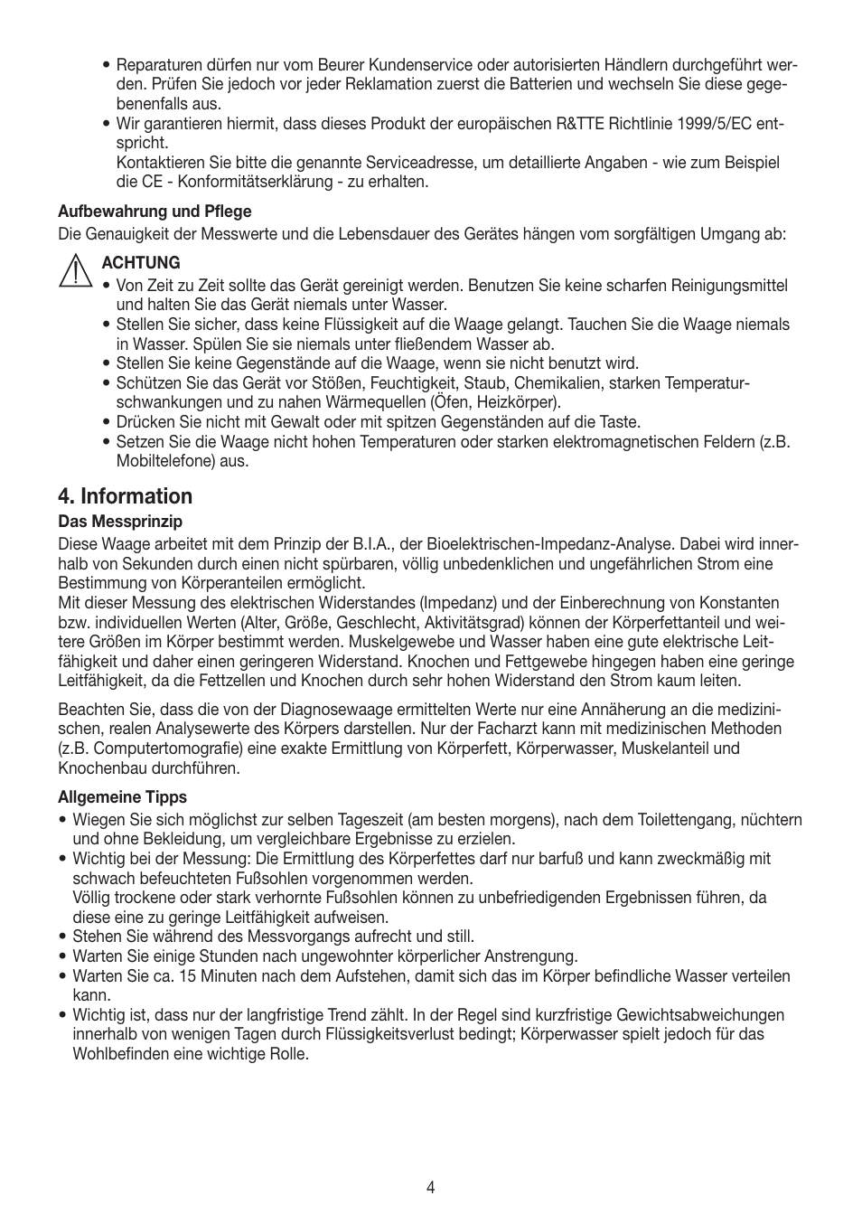 Information | Beurer BF 700 User Manual | Page 4 / 80