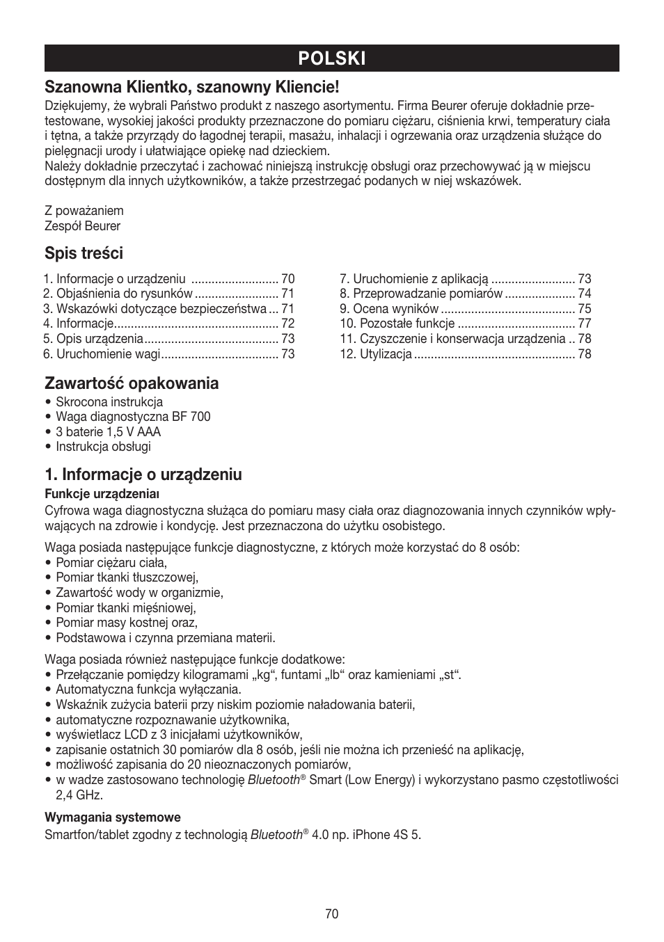 Beurer BF 700 User Manual | Page 70 / 80