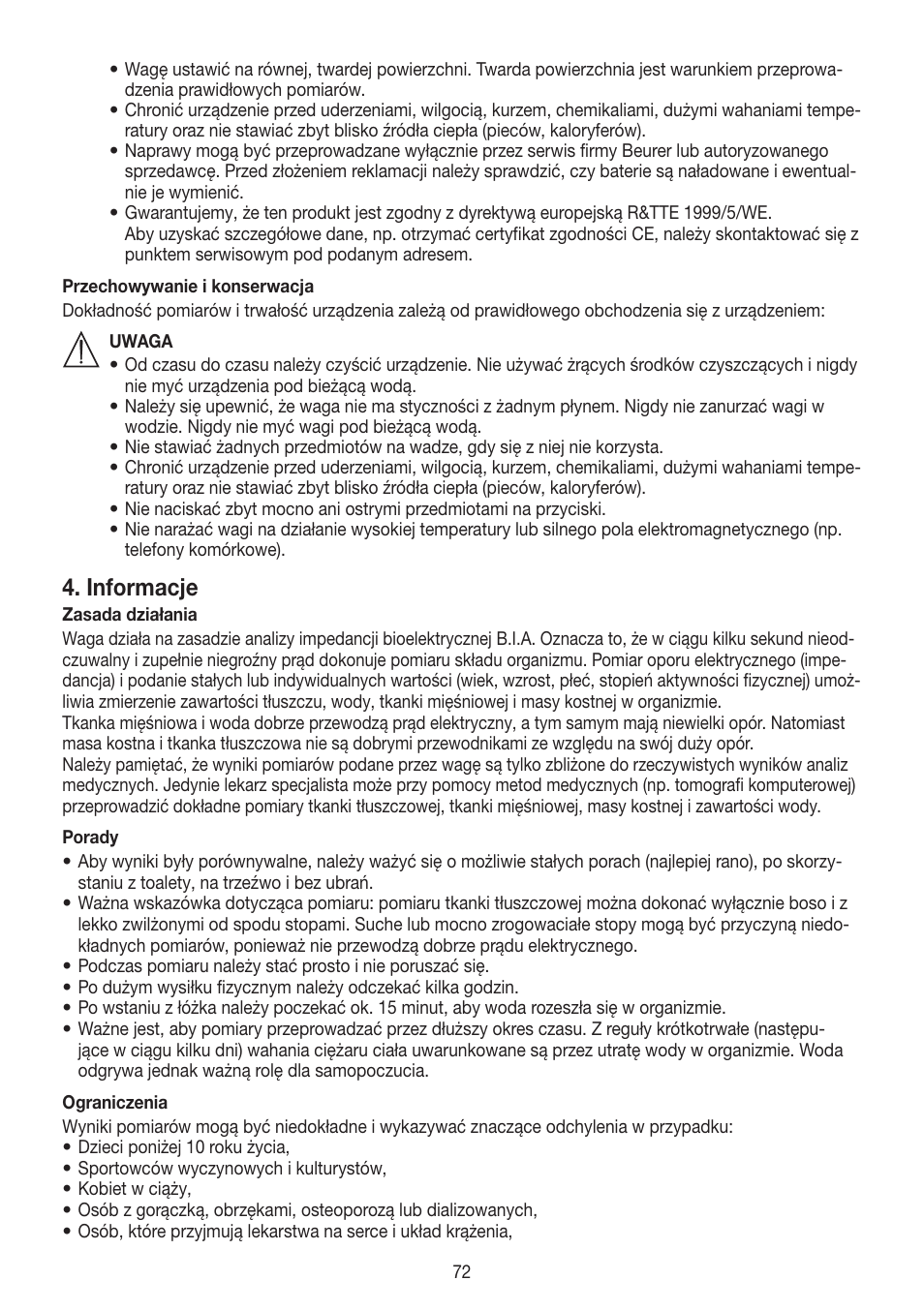 Informacje | Beurer BF 700 User Manual | Page 72 / 80