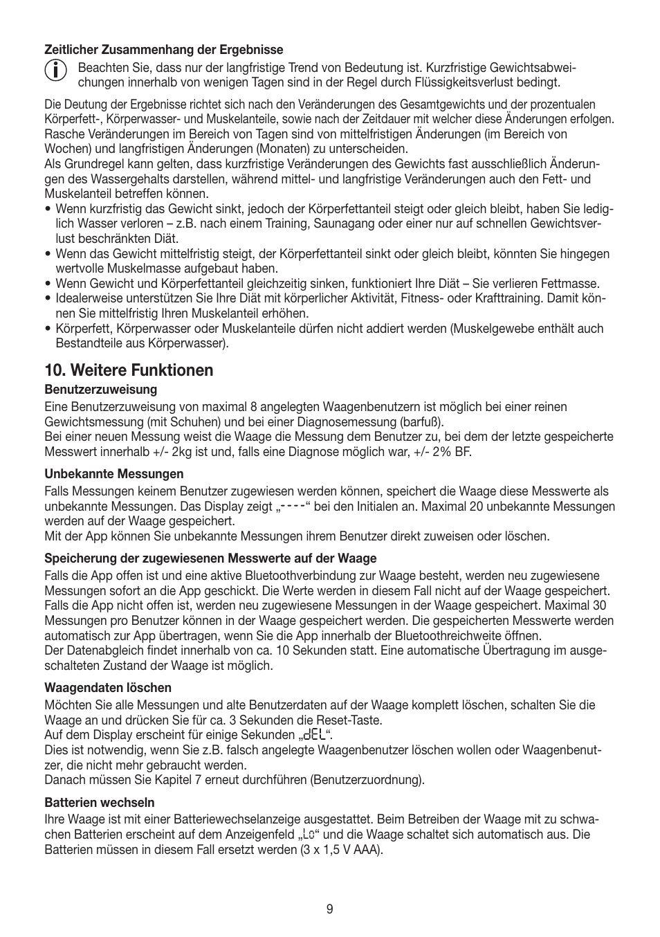 Weitere funktionen | Beurer BF 700 User Manual | Page 9 / 80