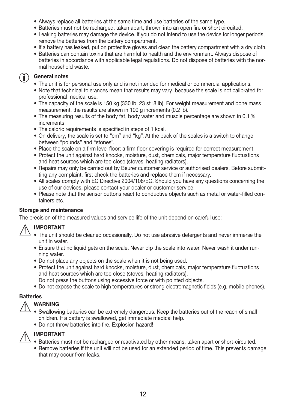 Beurer BF 750 User Manual | Page 12 / 68