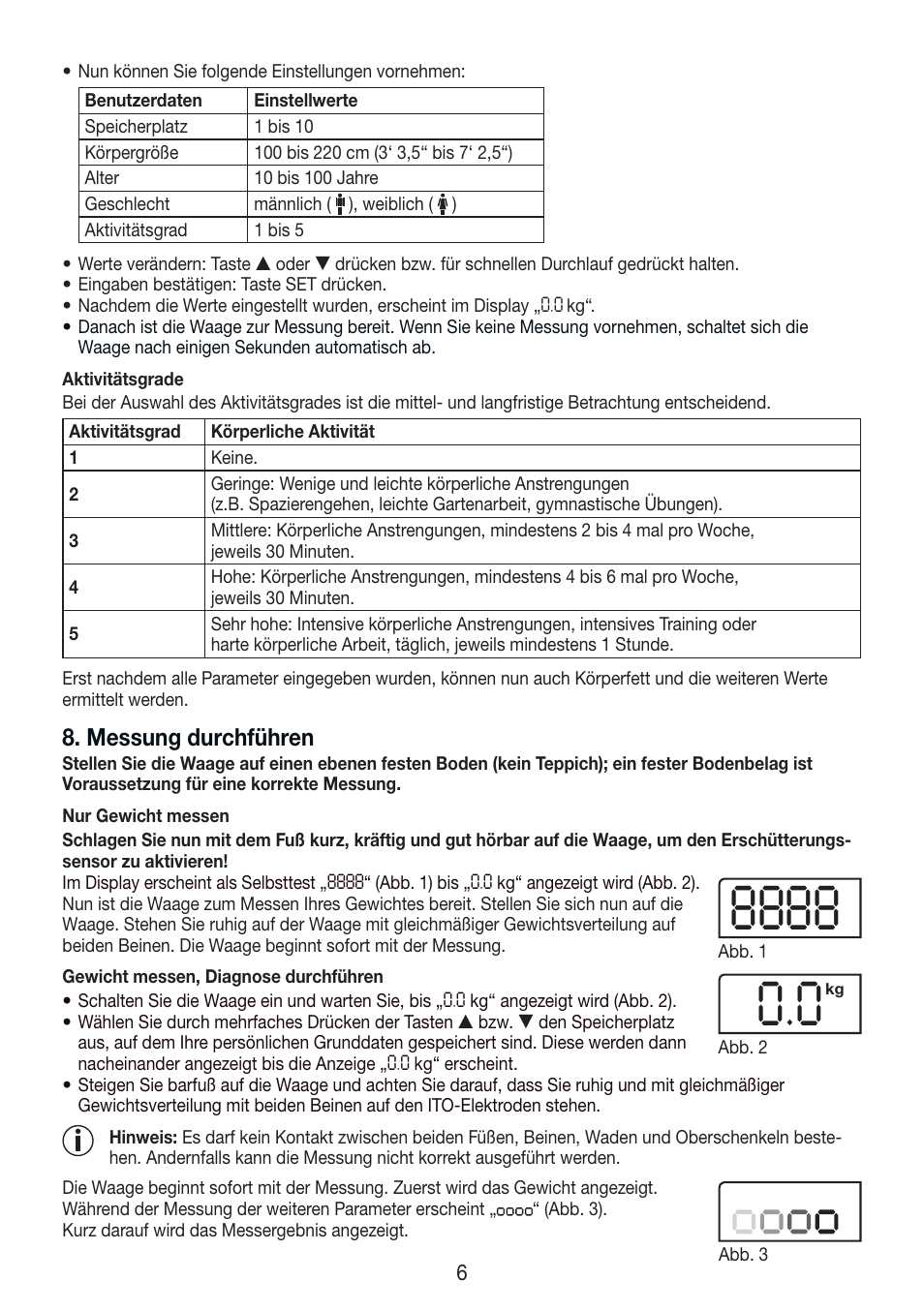 Messung durchführen | Beurer BF 750 User Manual | Page 6 / 68