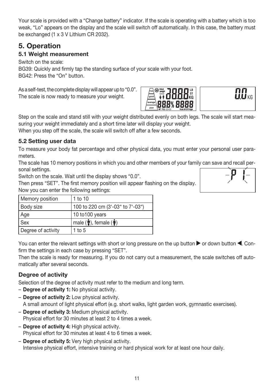 Operation | Beurer BG 39 User Manual | Page 11 / 56