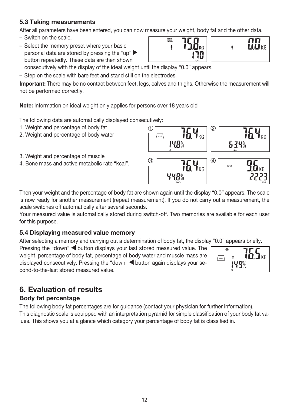 Evaluation of results | Beurer BG 39 User Manual | Page 12 / 56