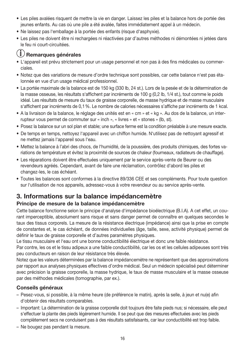 Informations sur la balance impédancemètre | Beurer BG 39 User Manual | Page 16 / 56
