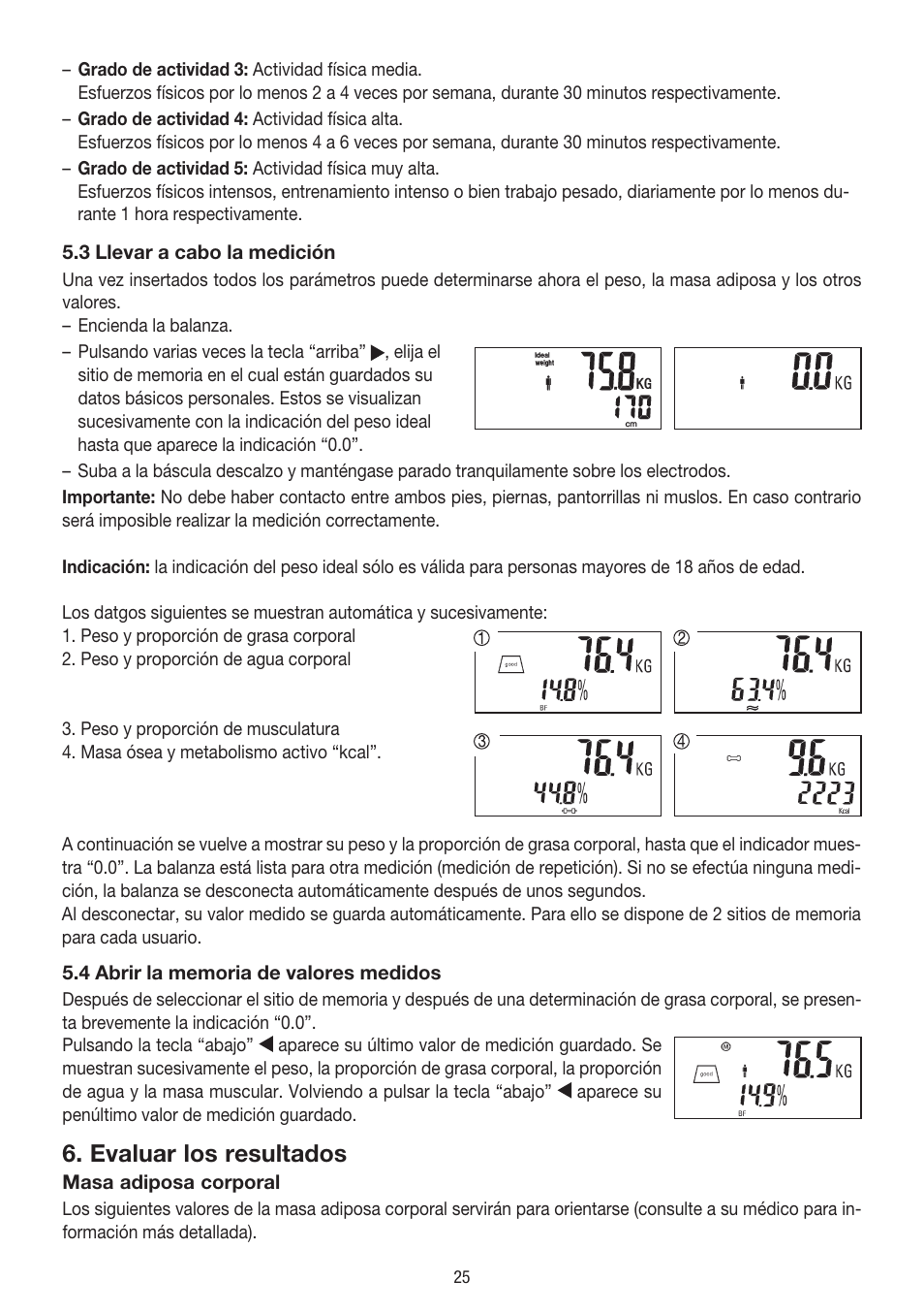 Evaluar los resultados | Beurer BG 39 User Manual | Page 25 / 56