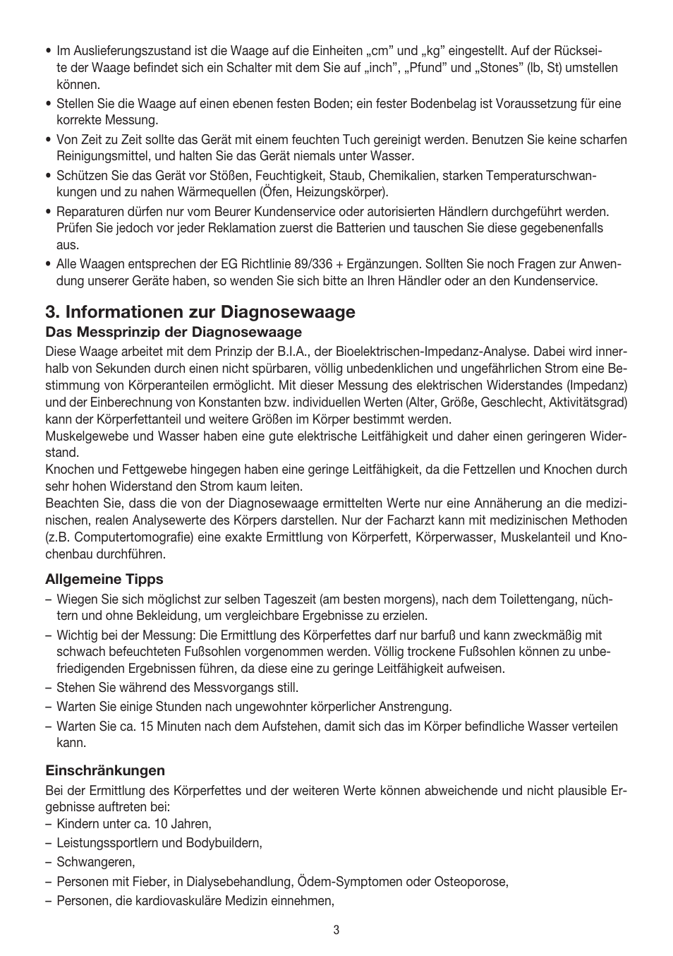 Informationen zur diagnosewaage | Beurer BG 39 User Manual | Page 3 / 56