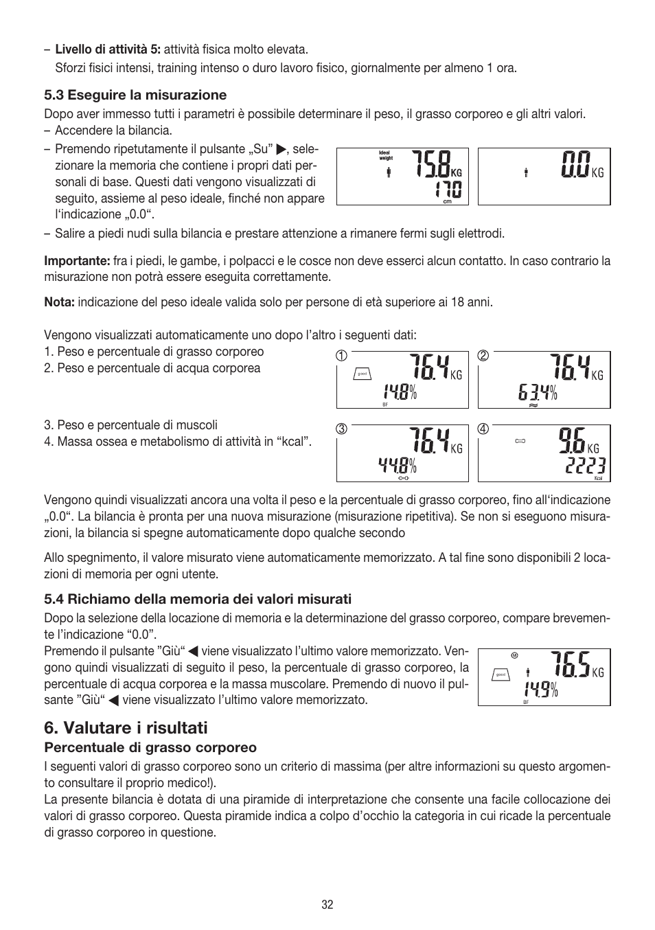 Valutare i risultati | Beurer BG 39 User Manual | Page 32 / 56