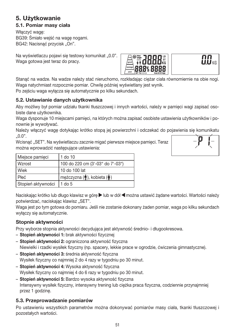 Użytkowanie | Beurer BG 39 User Manual | Page 51 / 56