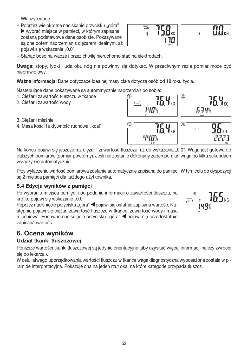 Ocena wyników | Beurer BG 39 User Manual | Page 52 / 56