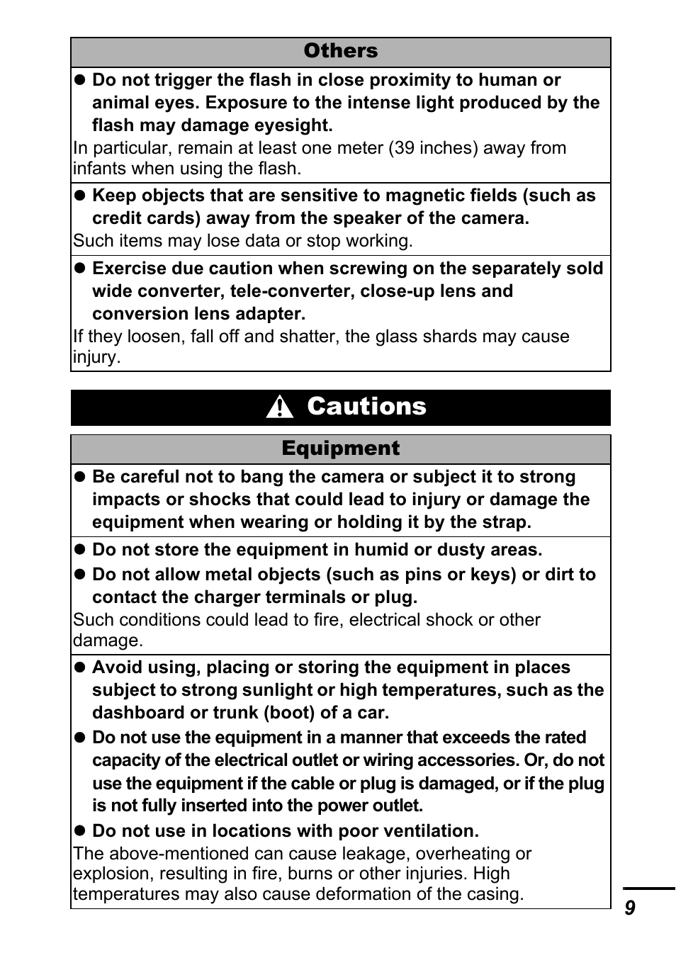 Cautions | Canon A700 User Manual | Page 11 / 140