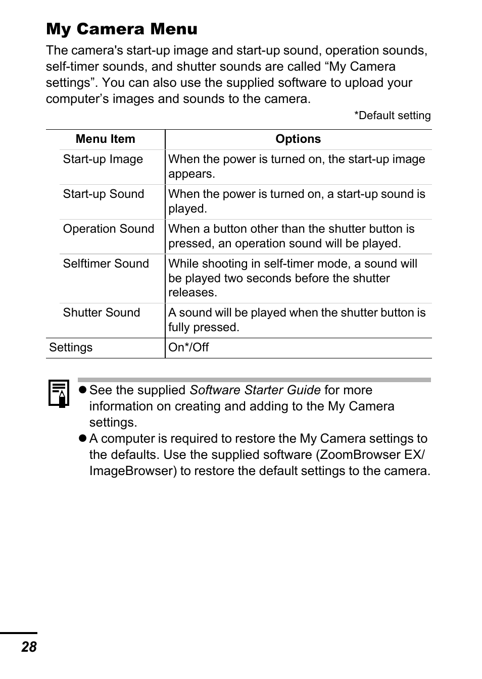 My camera menu | Canon A700 User Manual | Page 30 / 140