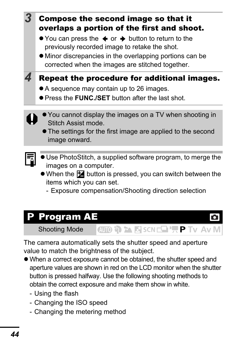 Program ae, P. 44 | Canon A700 User Manual | Page 46 / 140
