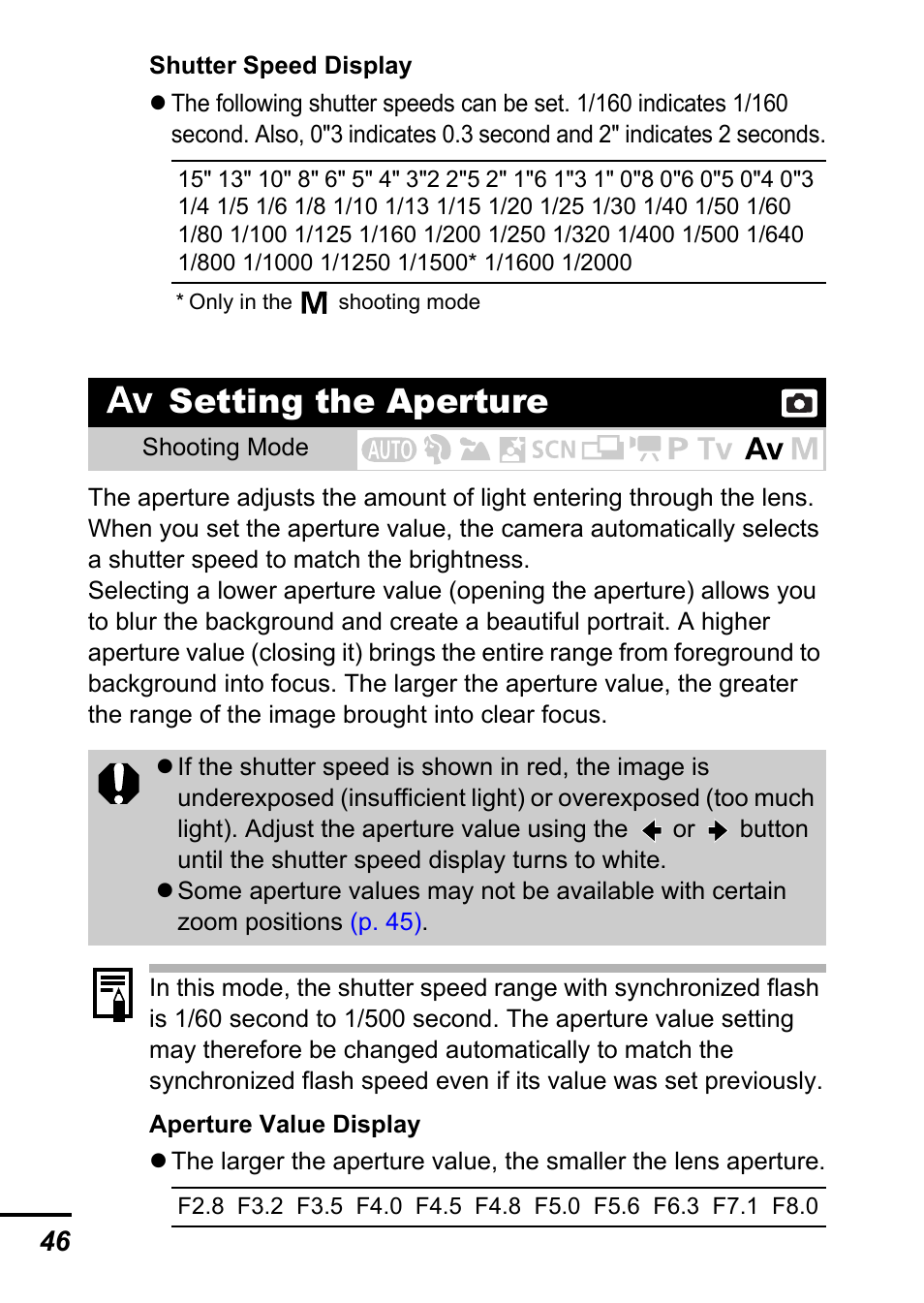 Setting the aperture, P. 46) | Canon A700 User Manual | Page 48 / 140