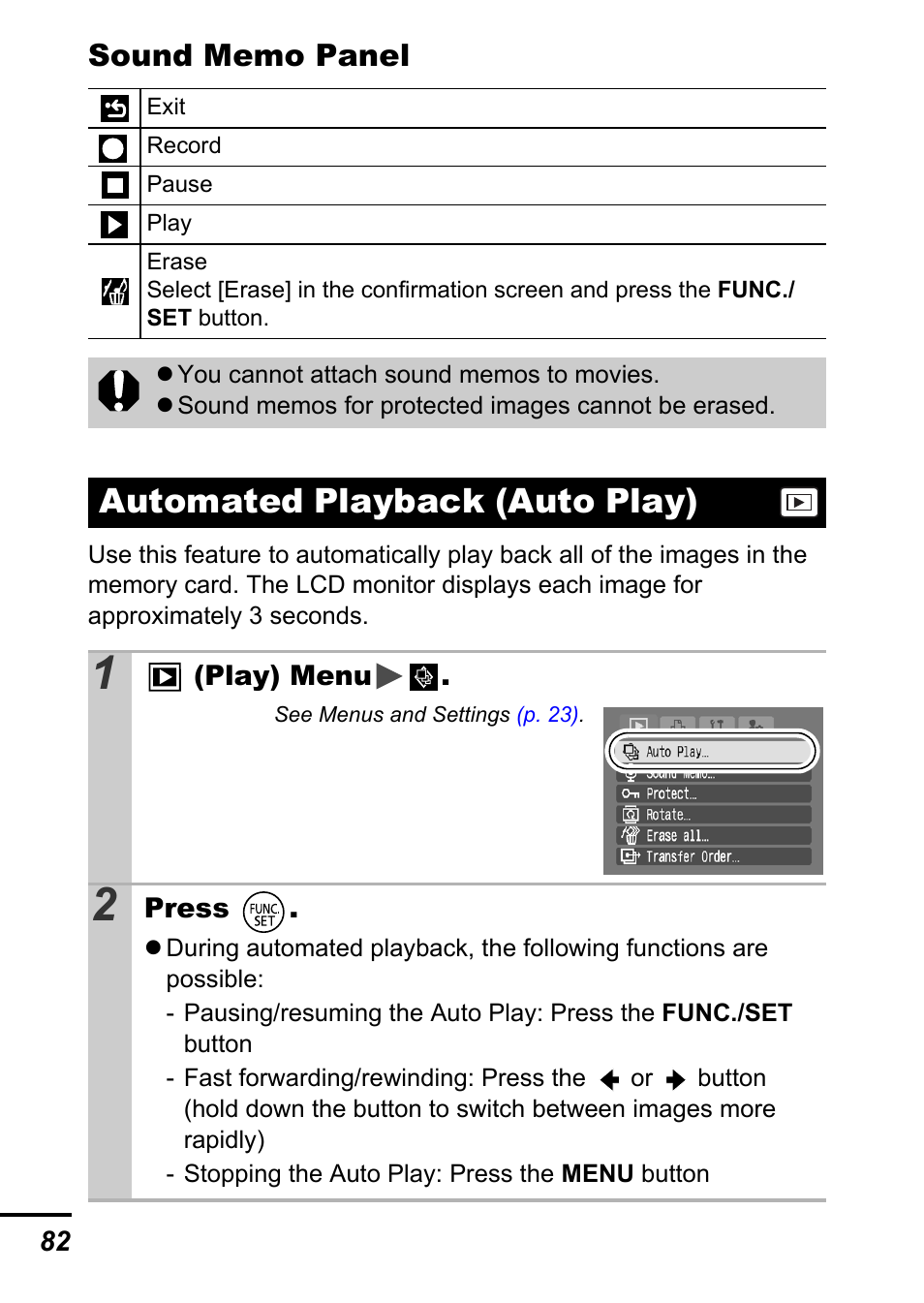 Automated playback (auto play), P. 82 | Canon A700 User Manual | Page 84 / 140