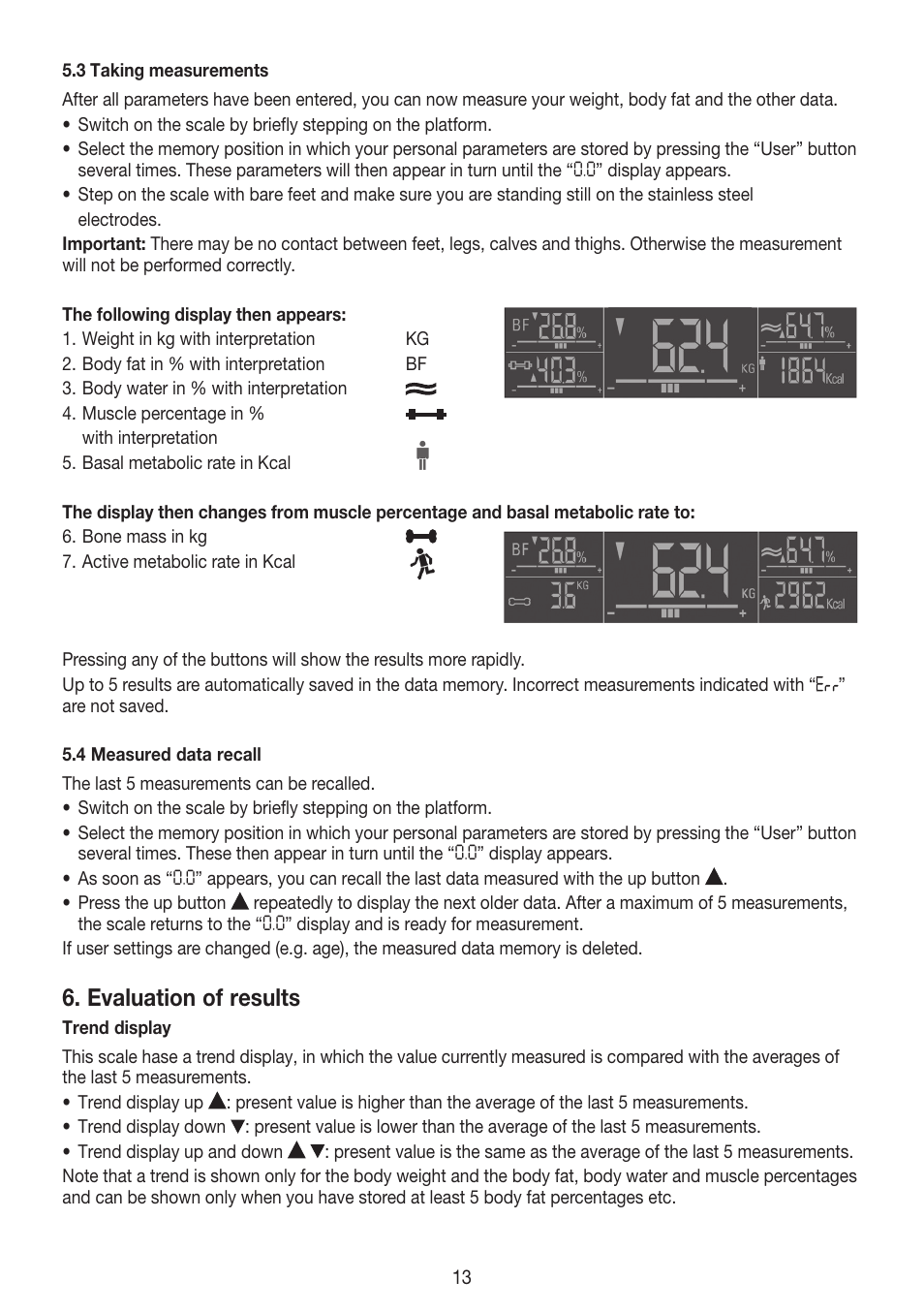 Evaluation of results | Beurer BG 55 User Manual | Page 13 / 64