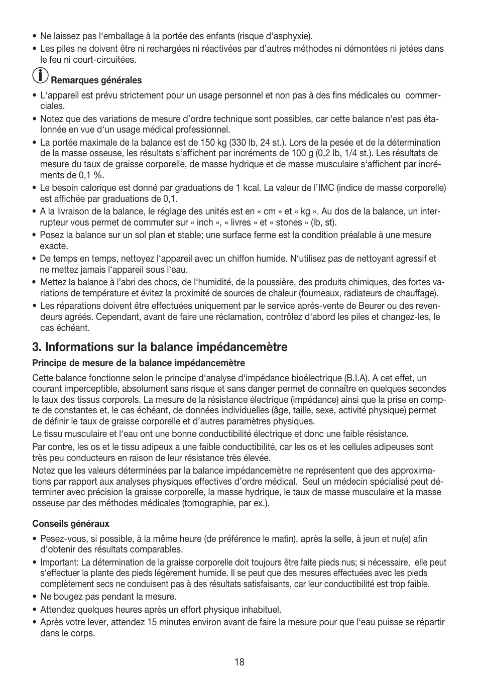 Informations sur la balance impédancemètre | Beurer BG 55 User Manual | Page 18 / 64