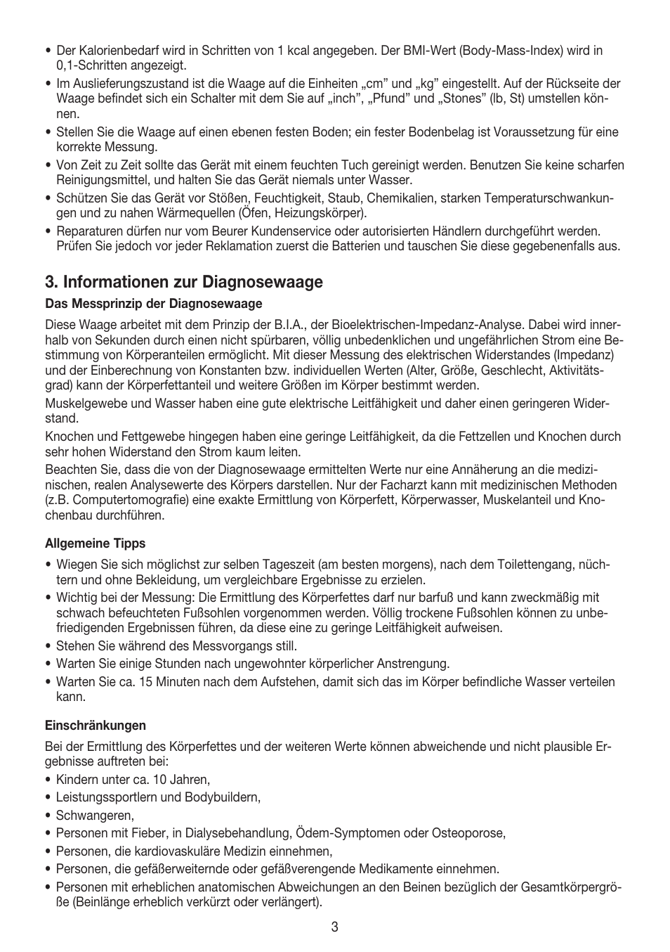 Informationen zur diagnosewaage | Beurer BG 55 User Manual | Page 3 / 64