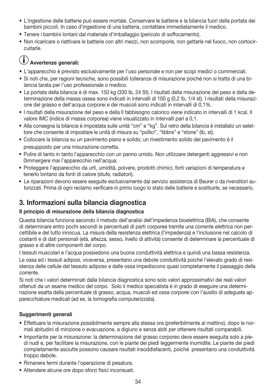 Informazioni sulla bilancia diagnostica | Beurer BG 55 User Manual | Page 34 / 64