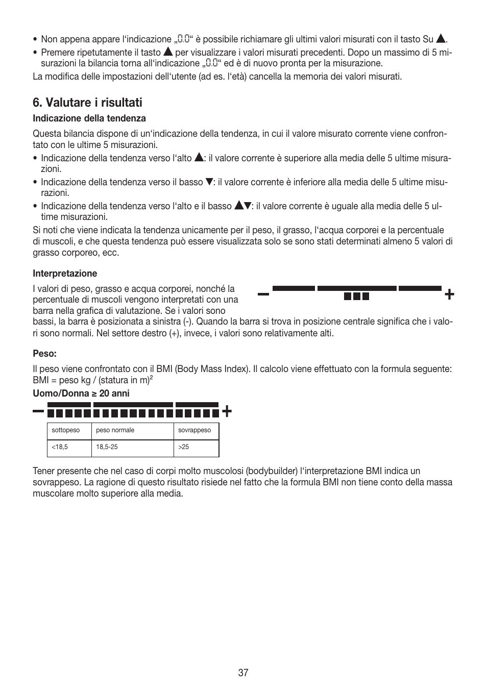Valutare i risultati | Beurer BG 55 User Manual | Page 37 / 64