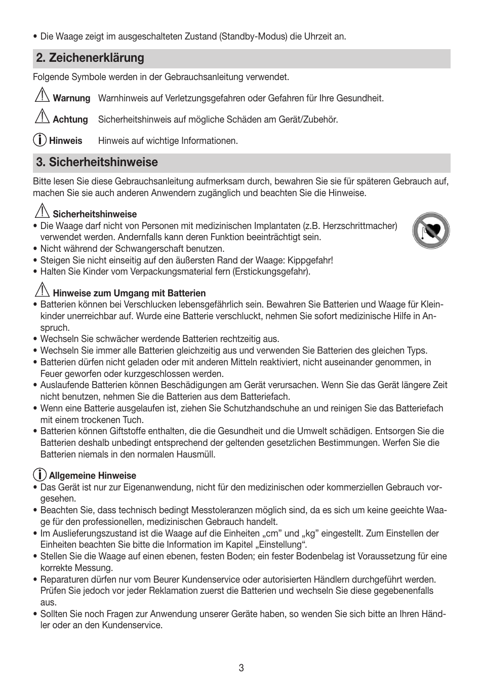 Zeichenerklärung, Sicherheitshinweise | Beurer BG 64 User Manual | Page 3 / 100