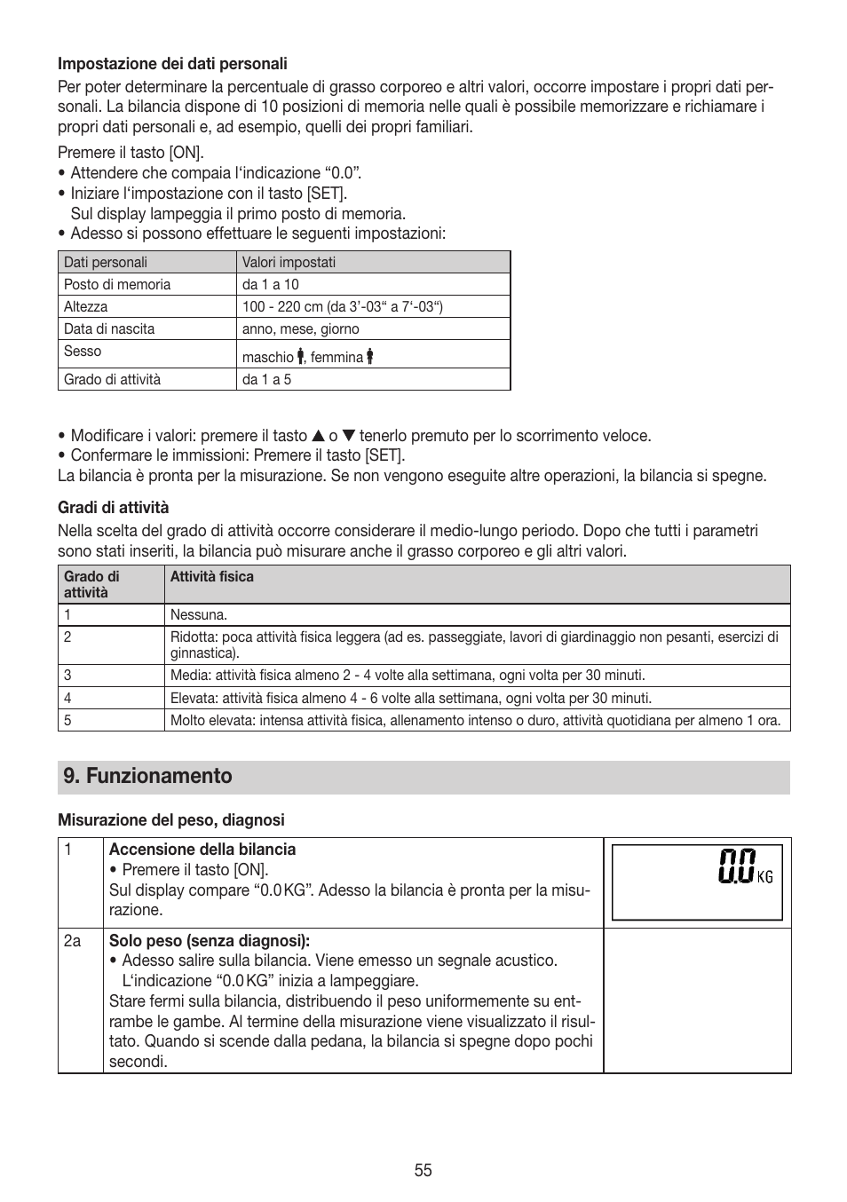 Funzionamento | Beurer BG 64 User Manual | Page 55 / 100