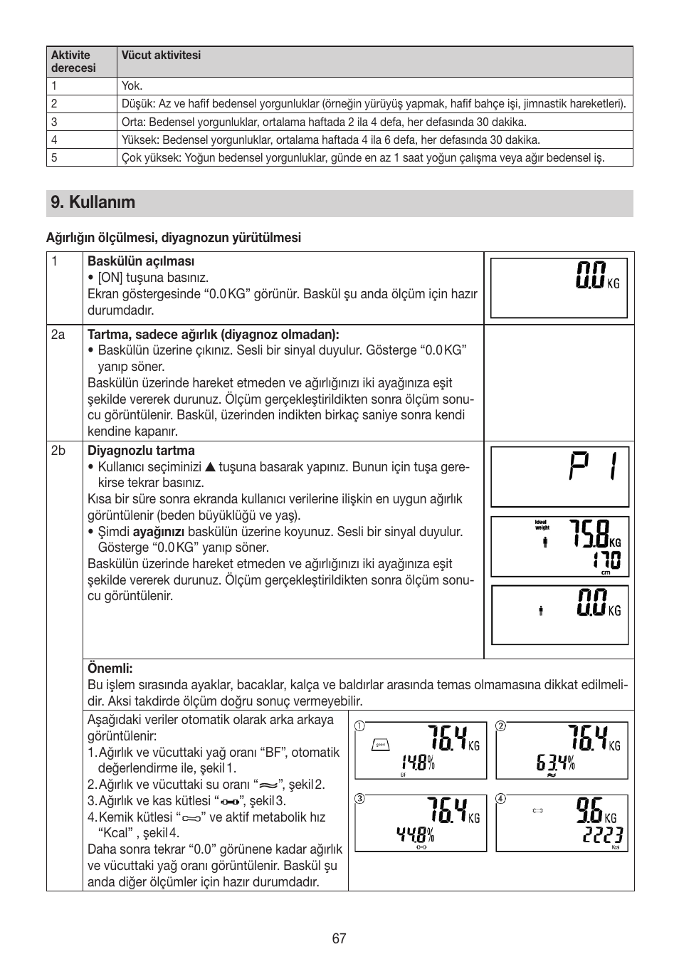 Kullanım | Beurer BG 64 User Manual | Page 67 / 100