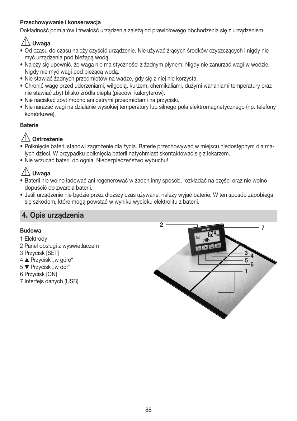 Opis urządzenia | Beurer BG 64 User Manual | Page 88 / 100
