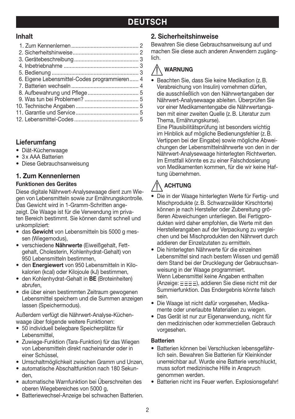 Deutsch | Beurer DS 61 User Manual | Page 2 / 104