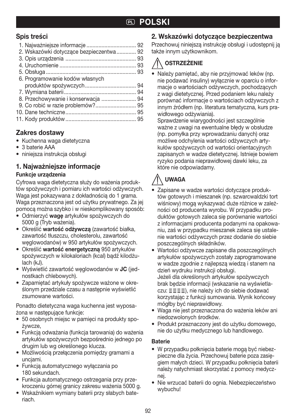 Q polski | Beurer DS 61 User Manual | Page 92 / 104