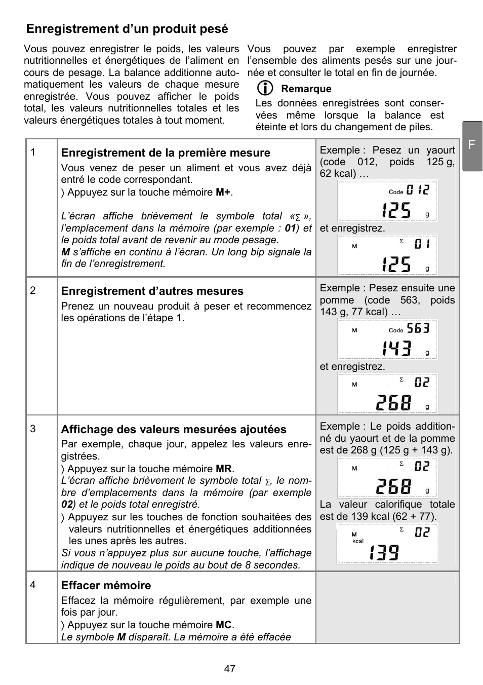 Enregistrement d’un produit pesé | Beurer DS 81 User Manual | Page 49 / 104