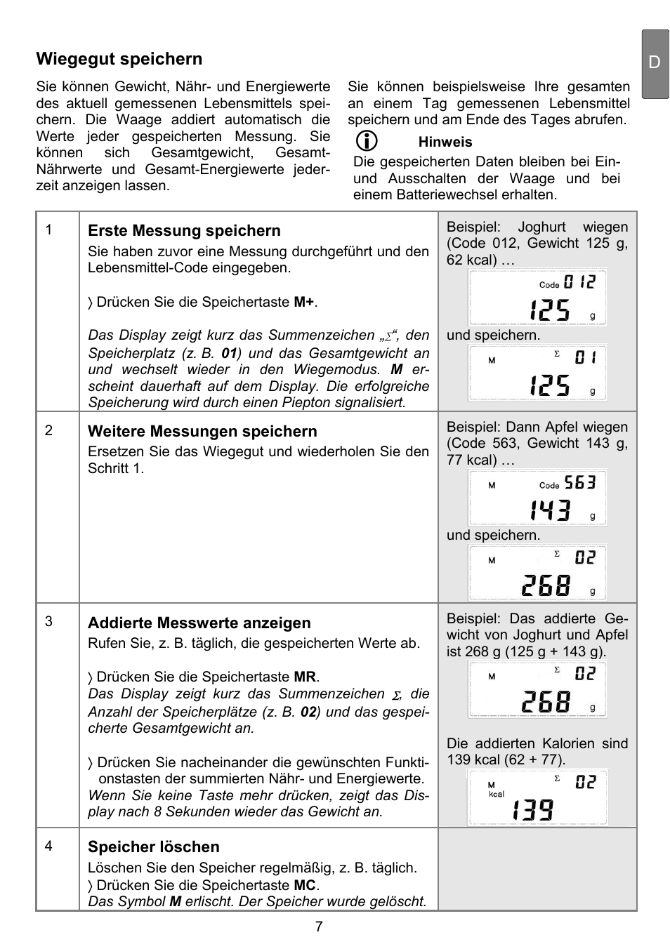 Wiegegut speichern | Beurer DS 81 User Manual | Page 9 / 104