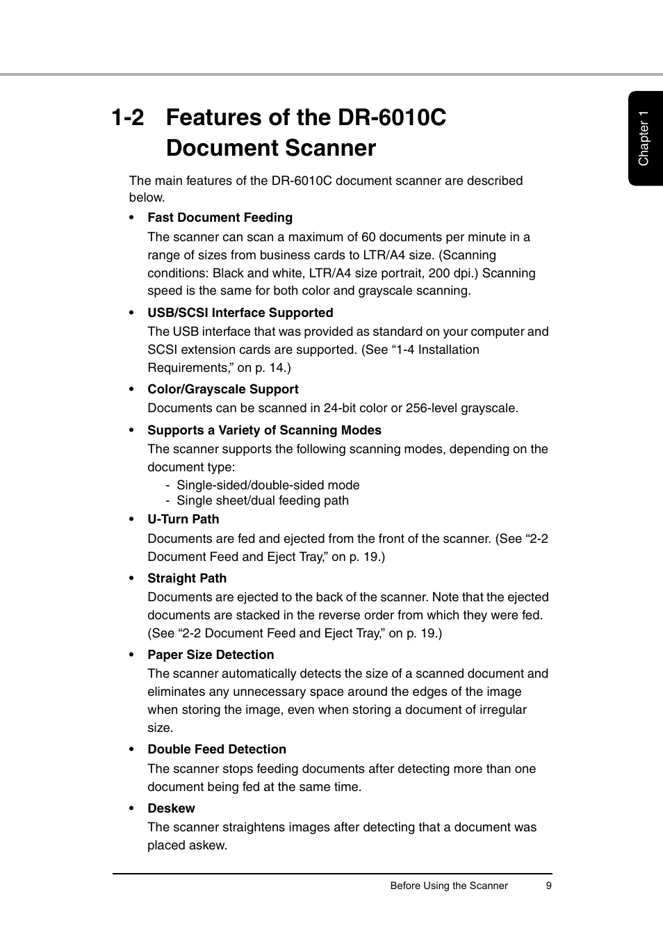 2 features of the dr-6010c document scanner, Features of the dr-6010c document scanner | Canon DR-6010C User Manual | Page 13 / 61