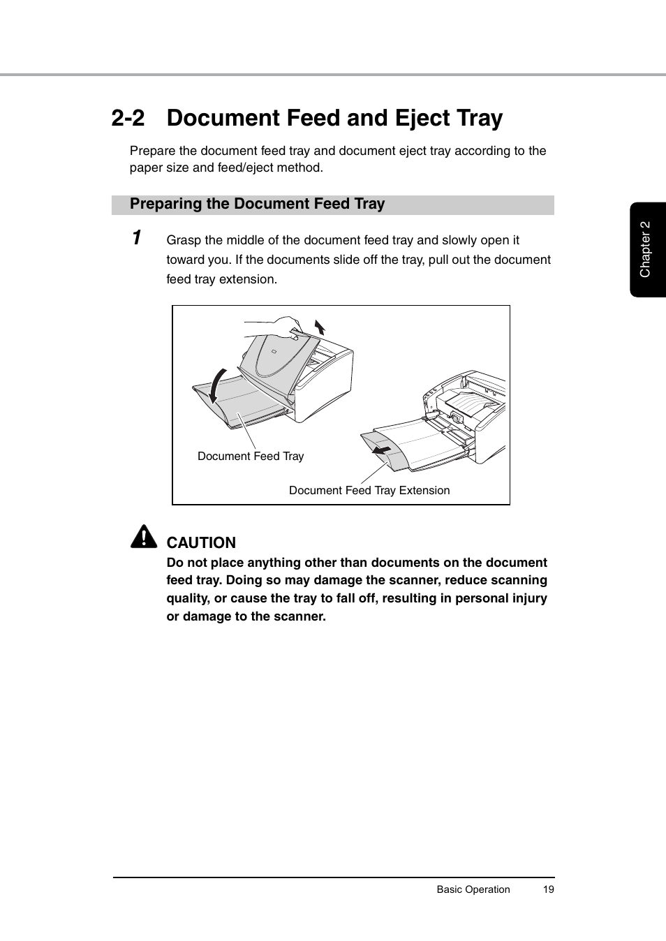 2 document feed and eject tray, Preparing the document feed tray, See “2-2 | Document feed and eject tray,” on p. 19.), See “2-2 document feed and eject tray,” on p. 19.), See p. 19.) | Canon DR-6010C User Manual | Page 23 / 61