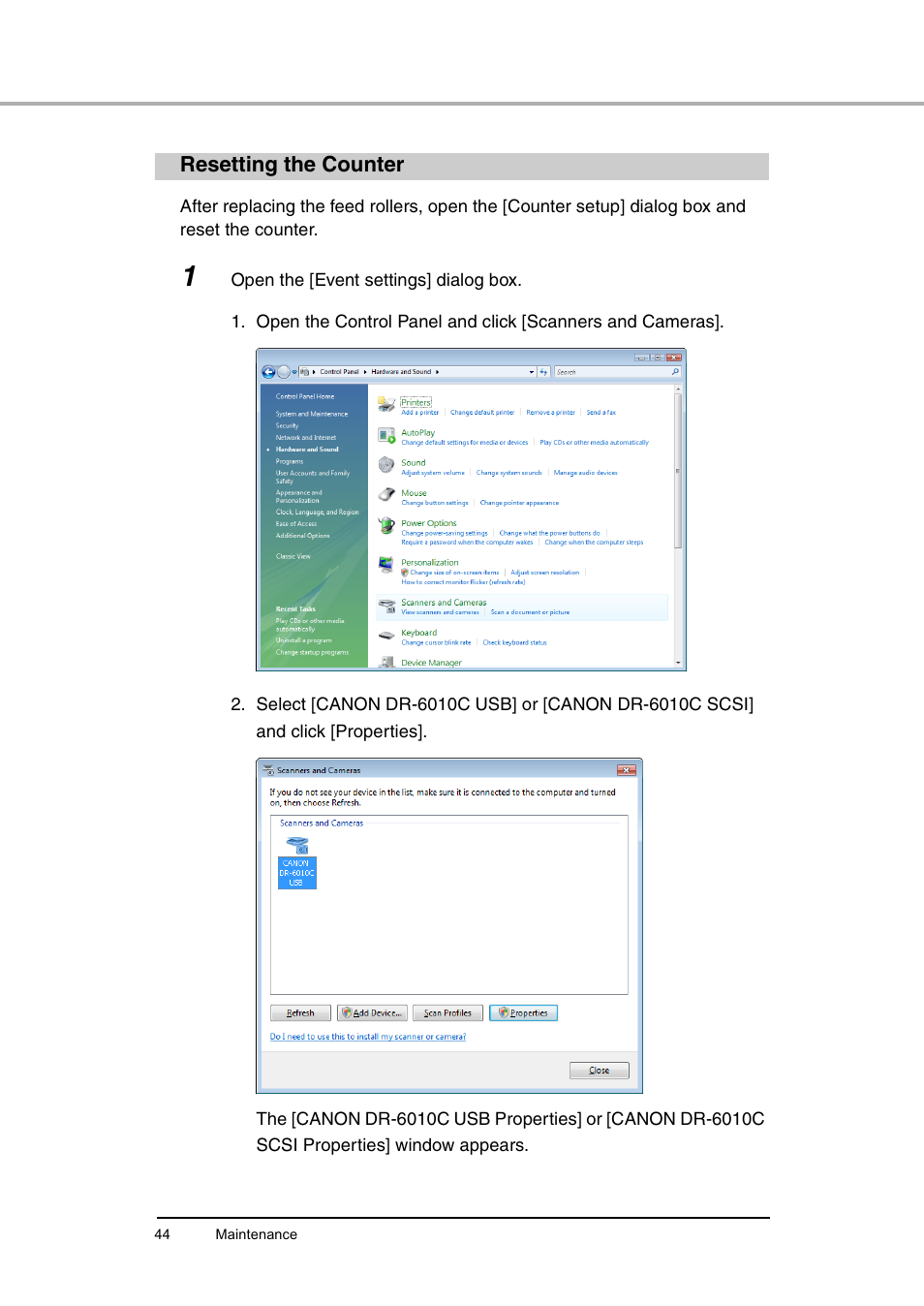 Resetting the counter | Canon DR-6010C User Manual | Page 48 / 61