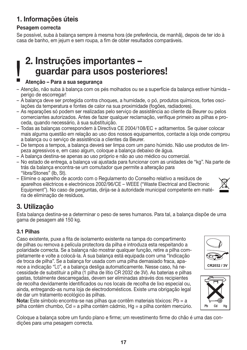 Informações úteis, Utilização | Beurer GS 27 User Manual | Page 17 / 20