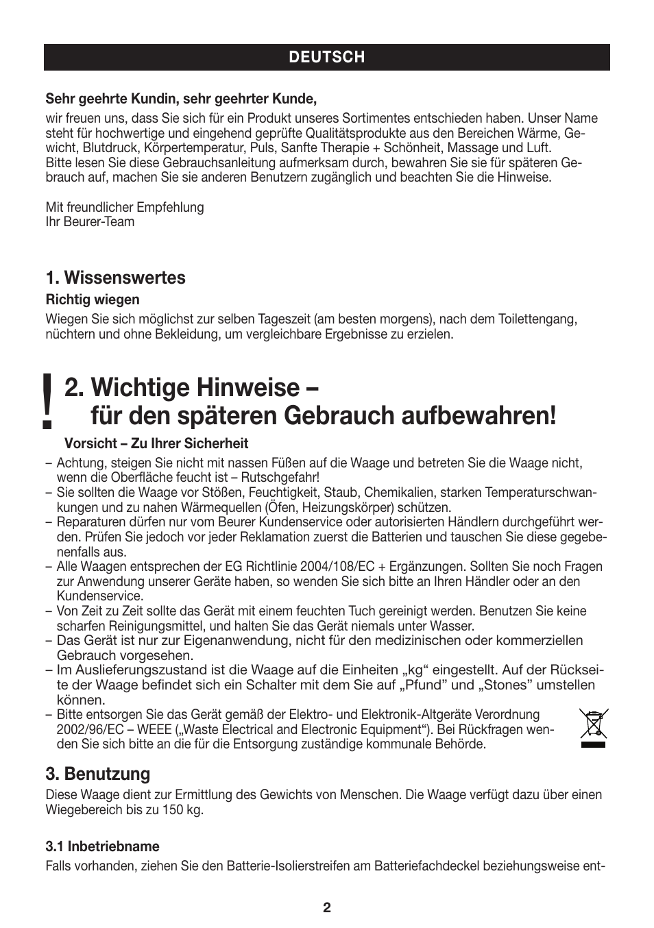 Wissenswertes, Benutzung | Beurer GS 27 User Manual | Page 2 / 20