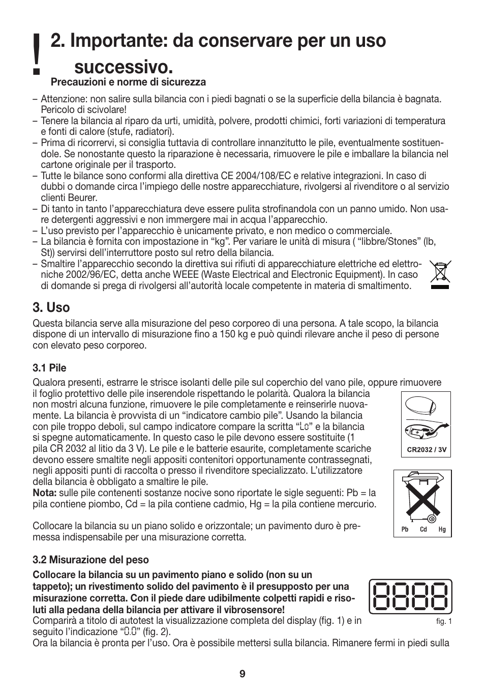 Importante: da conservare per un uso successivo | Beurer GS 27 User Manual | Page 9 / 20