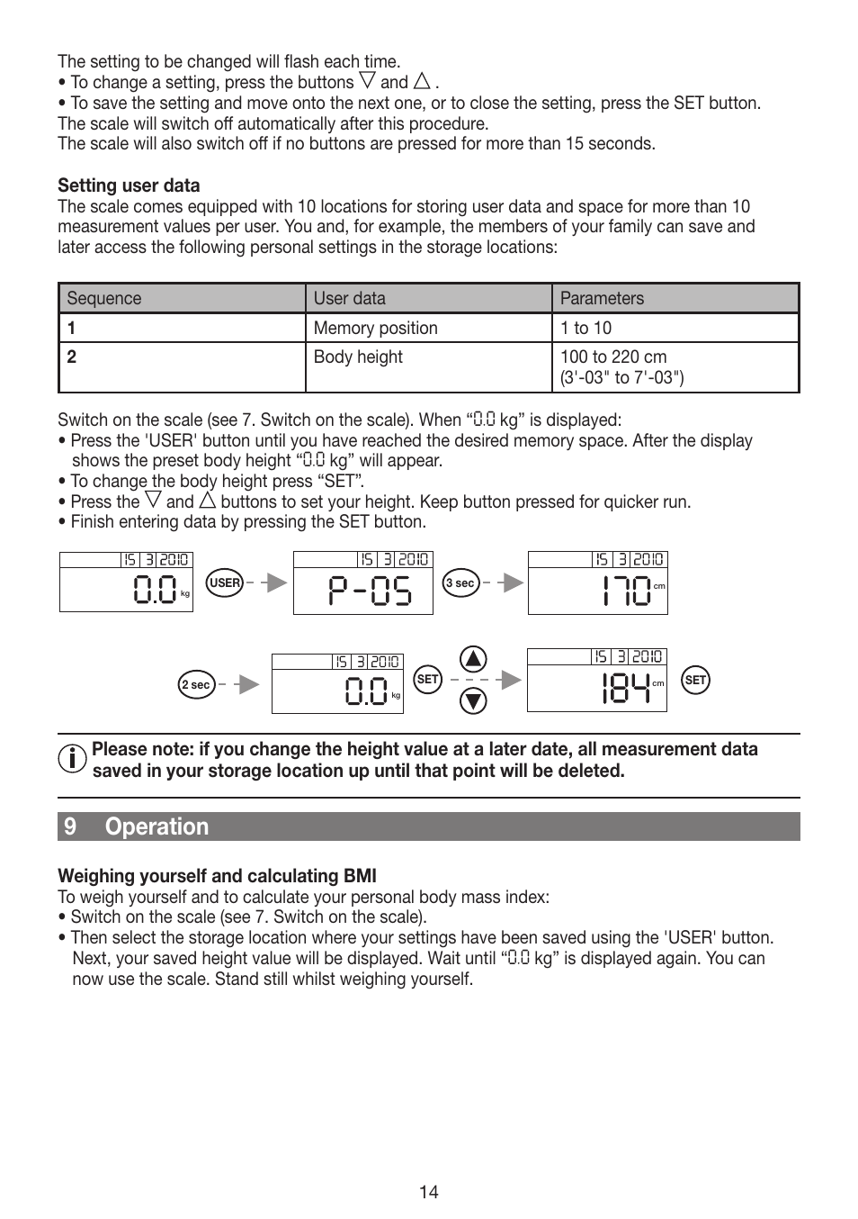 9 operation | Beurer GS 42 User Manual | Page 14 / 68