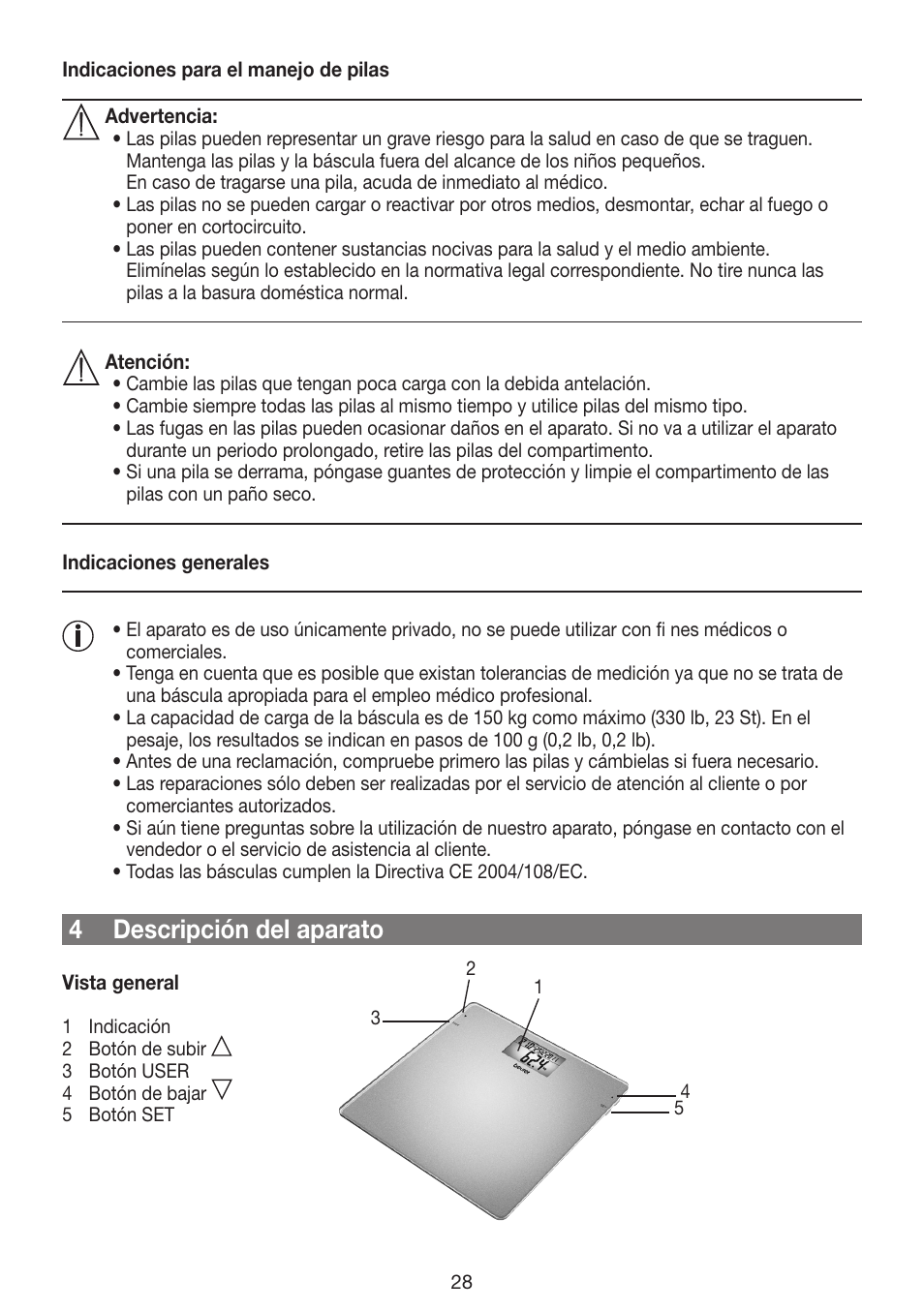 4 descripción del aparato | Beurer GS 42 User Manual | Page 28 / 68