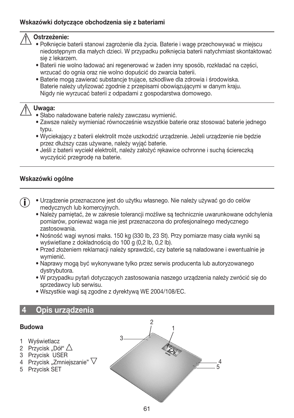 4 opis urządzenia | Beurer GS 42 User Manual | Page 61 / 68