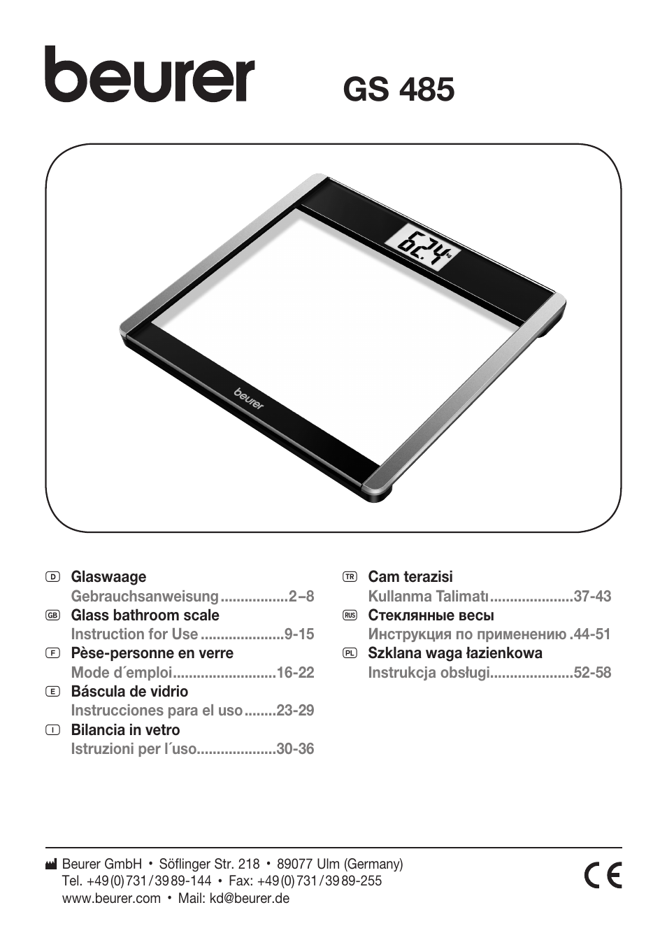 Beurer GS 485 User Manual | 60 pages